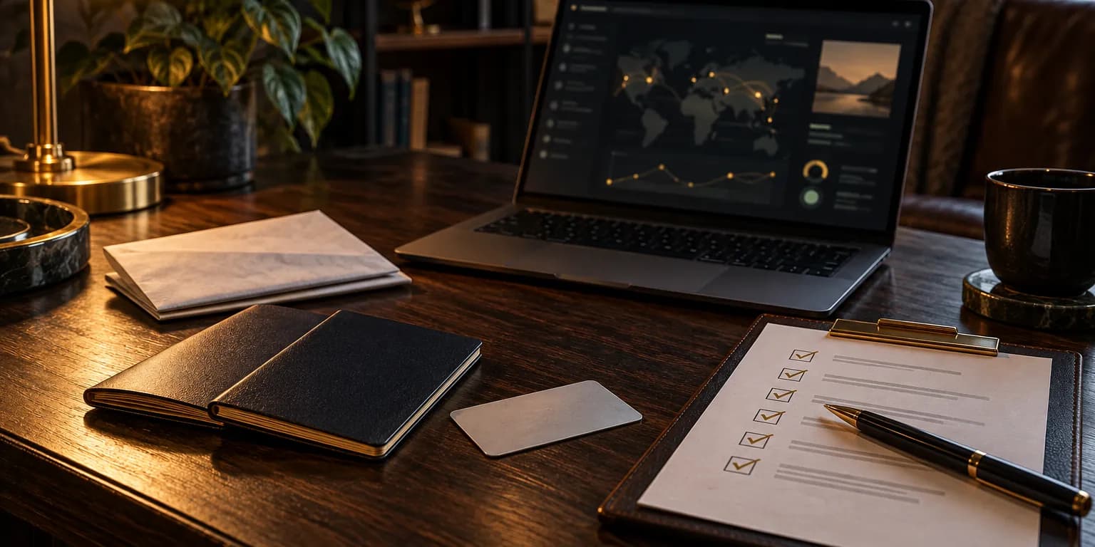 Identity documents and a checklist on a desk